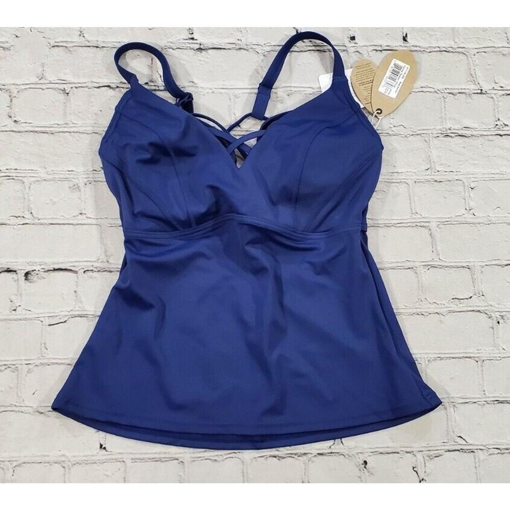 Prana Carina D-Cup Tankini Top Blue WOMENS SIZE XS 32D